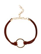 Romwe Brown Ring Detail Bracelet With Chain