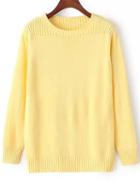Romwe Round Neck Yellow Sweater