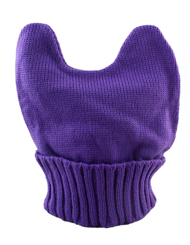 Romwe New Model Purple Woolen Knitted Ears Shape Fancy Beanie Women's Hat