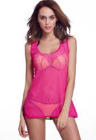 Romwe Rose Red Hollow Lace Beach Tank Top