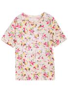 Romwe Floral Letters Print Apricot T-shirt