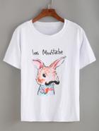 Romwe Lovely Bunny Print T-shirt