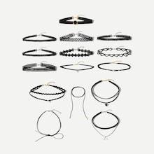 Romwe Lace & Heart Choker Set 15pcs