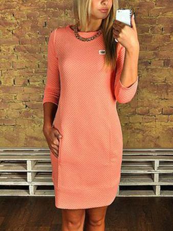 Romwe Women Long Sleeve Sheath Orange Dress