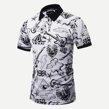 Romwe Men 3d Graffiti Polo Shirts