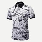 Romwe Men 3d Graffiti Polo Shirts