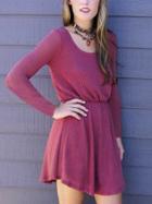Romwe Long Sleeve Buttons Back A-line Dress