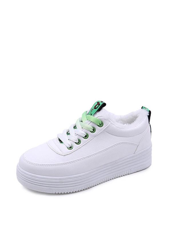 Romwe Faux Fur-lined Flatform Sneakers