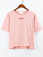 Romwe Cutout Slit Front High-low T-shirt - Pink