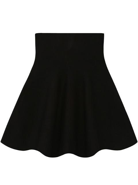 Romwe High Waist Flare Black Skirt