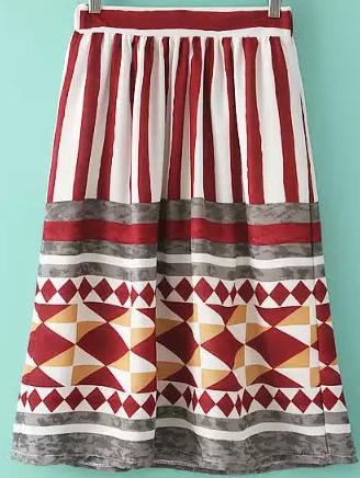 Romwe Elastic Waist Vertical Striped Skirt