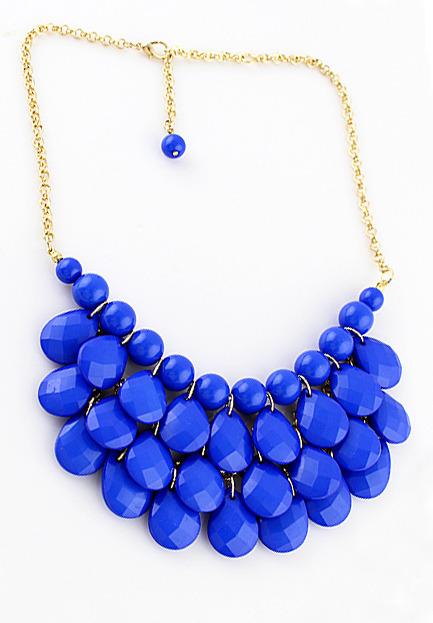 Romwe Charming Style Shine Blue Beads Necklace