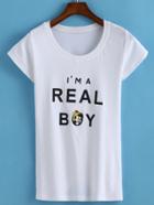 Romwe Cartoon Print Slim T-shirt