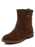 Romwe Brown Round Toe Vintage Boots