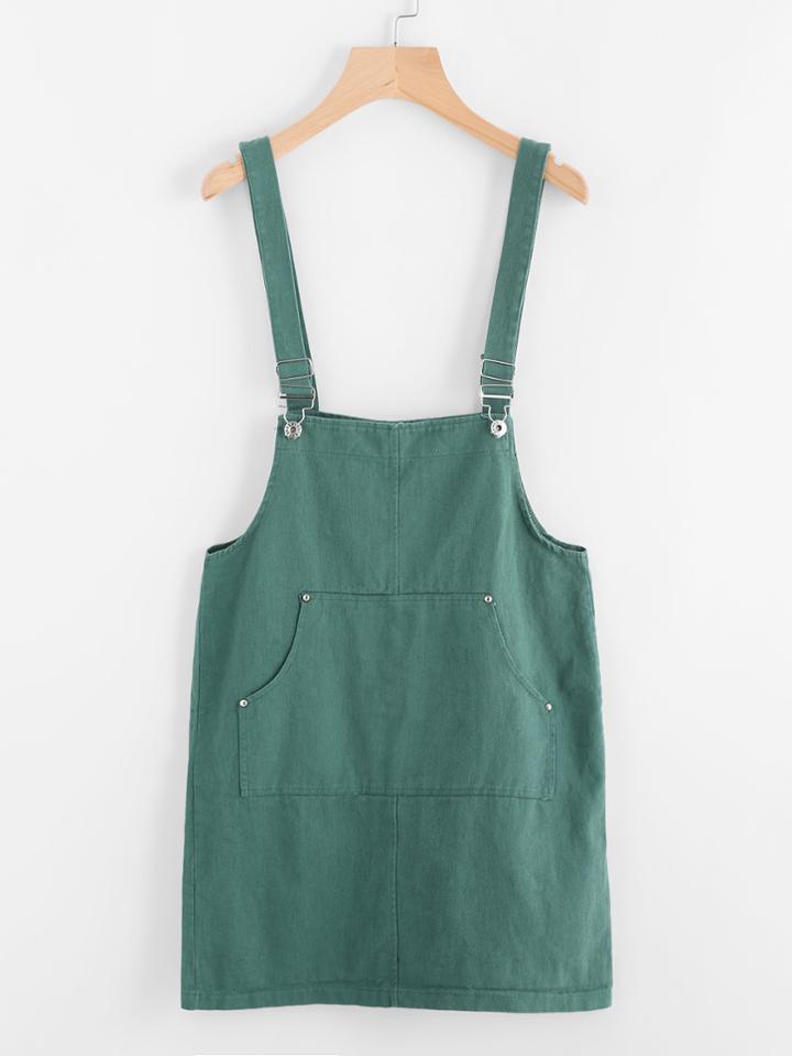 Romwe Kangaroo Pocket Pinafore Dress