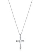 Romwe Rhinestone Cross Pendant Necklace