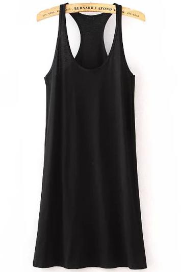 Romwe Black Strap Slim Tank Dress
