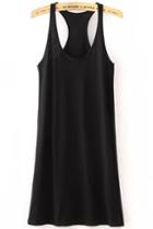 Romwe Black Strap Slim Tank Dress
