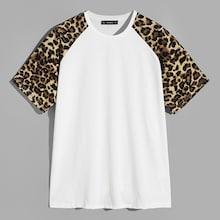 Romwe Guys Leopard Raglan Sleeve Top