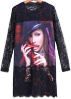 Romwe Beauty Shoes Print Lace Dress