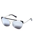 Romwe Sliver Frame Double Bridge Grey Cat Eye Sunglasses