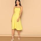 Romwe Lace-up Open Back Flare Cami Dress