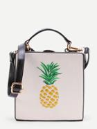 Romwe Pineapple Embroidery Grab Bag