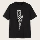 Romwe Guys Daisy Floral And Lightning Print Tee