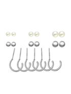 Romwe Silver Plated Half Circle And Rounds Earring Set