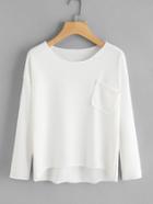 Romwe Drop Shoulder Chest Pocket Knit T-shirt