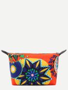 Romwe Orange Circle Print Zip Top Makeup Bag