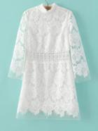 Romwe White Band Collor Crochet Lace Dress