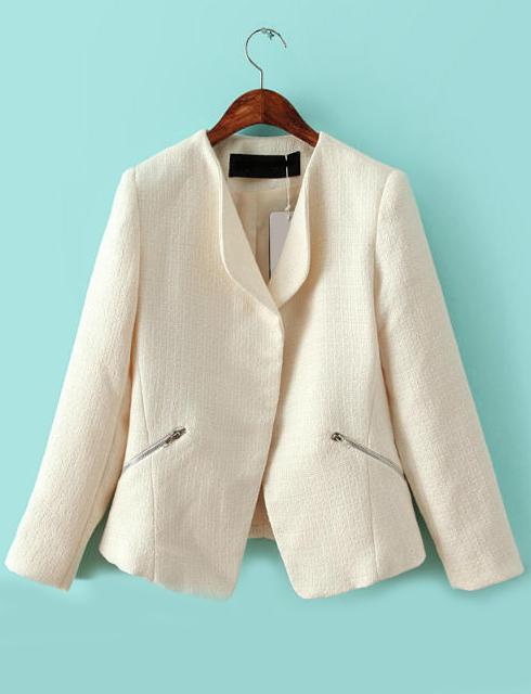 Romwe Zipper Pockets Crop Blazer