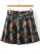 Romwe Florals Zipper Yellow Skirt Shorts