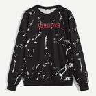 Romwe Guys Letter Embroidered Pullover