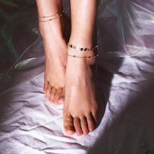 Romwe Disc & Metal Ball Layered Chain Anklet 2pcs