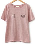 Romwe Toi Moi Embroidered Striped T-shirt