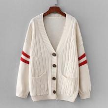 Romwe Varsity Stripe Cable Knit Coat