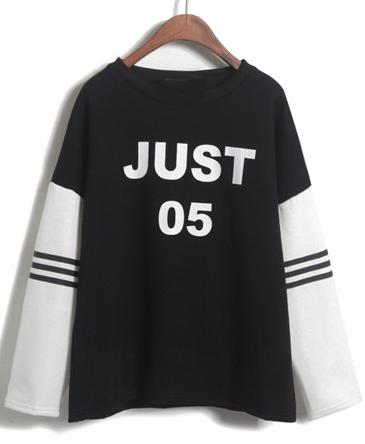 Romwe Just 05 Print Black Sweatshirt