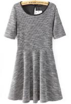 Romwe Grey Short Sleeve Pleated Knit Dress