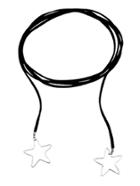 Romwe Black Cord Silver Star Pendant Wrap Choker Necklace