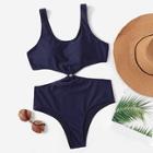 Romwe Ring Linked Cut-out One Piece Swim