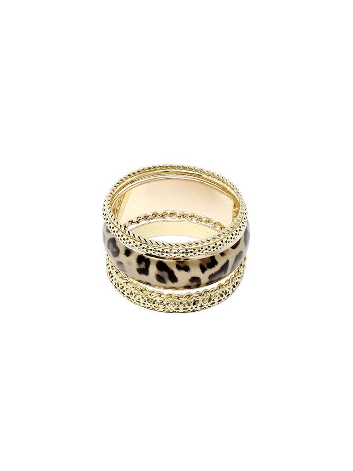 Romwe Lepoard Print Alloied Multilayers Bracelet