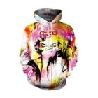 Romwe Figure And Letter Print Drawstring Hoodie