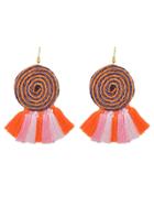 Romwe Orange Candy Color Long Tassel Big Hanging Earrings
