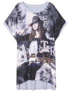 Romwe Dip Hem Beauty Letter Print T-shirt