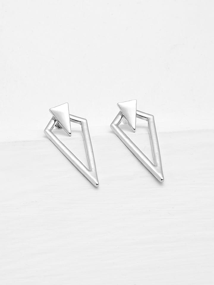 Romwe Metal Triangle Design Geometric Earrings