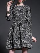 Romwe Grey Half Sleeve Bow Lace Dress