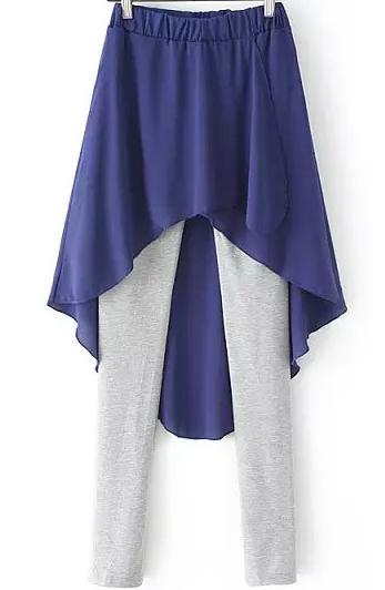 Romwe Contrast Chiffon Grey Legging