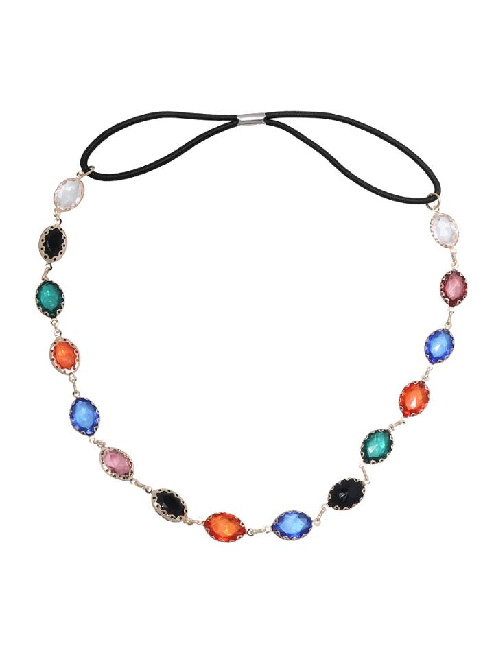 Romwe Oval Stone Headband - Multicolor